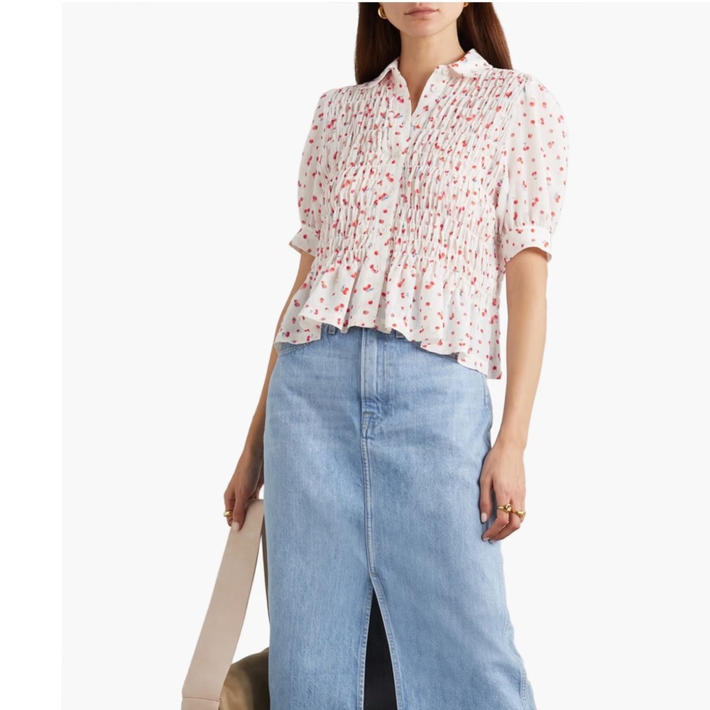 See By Chloe White Floral Puff-Sleeve Blouse - Picture 10 of 10
